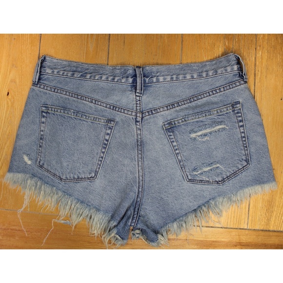 We the Free High Rise Distressed Denim Frayed Fringe Hem Jean shorts 28 6 - Picture 4 of 7